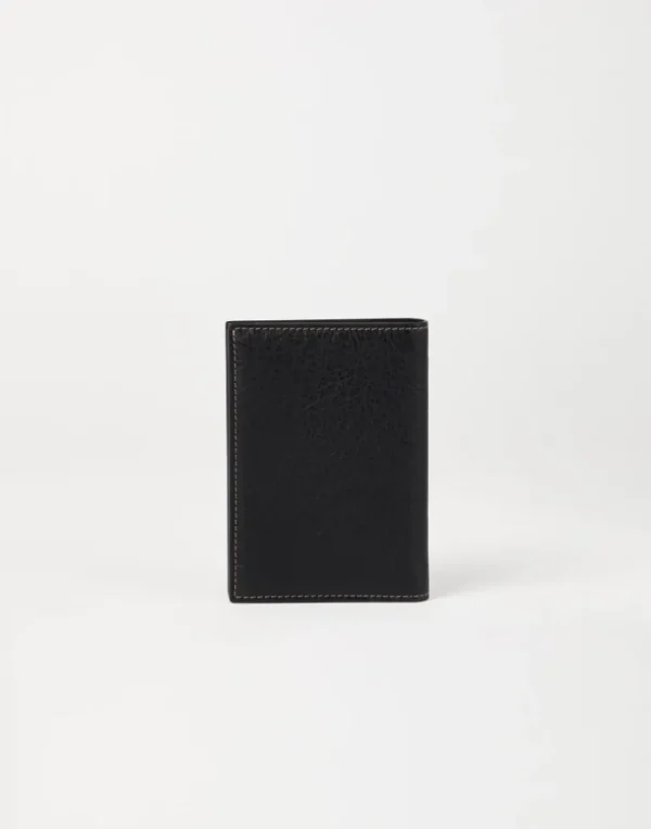 Grained calfskin passport holder