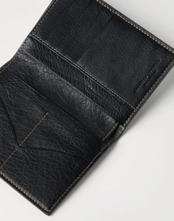 Grained calfskin passport holder