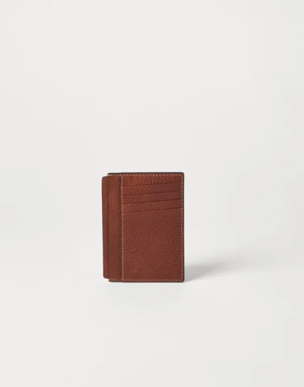 Grained calfskin slim card holder