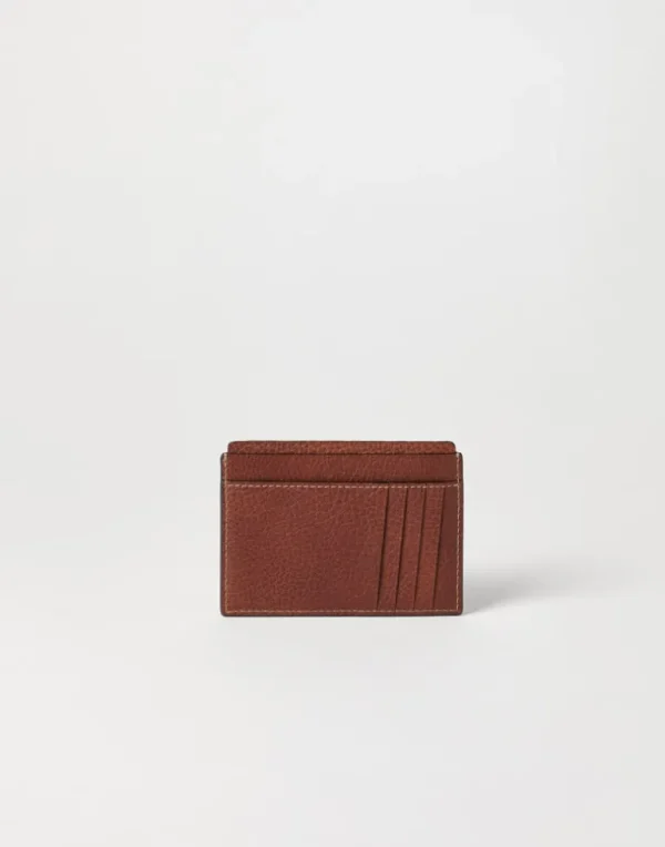 Grained calfskin slim card holder