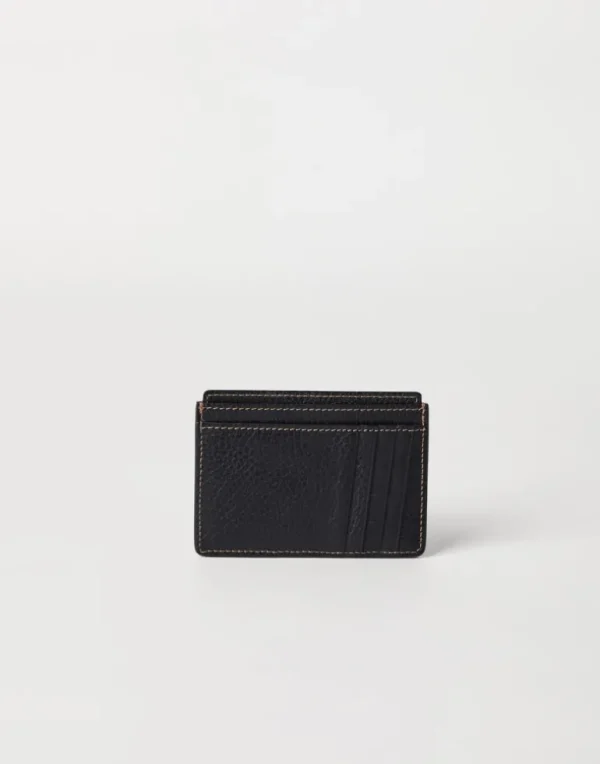 Grained calfskin slim card holder