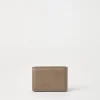 Grained leather card case with flap