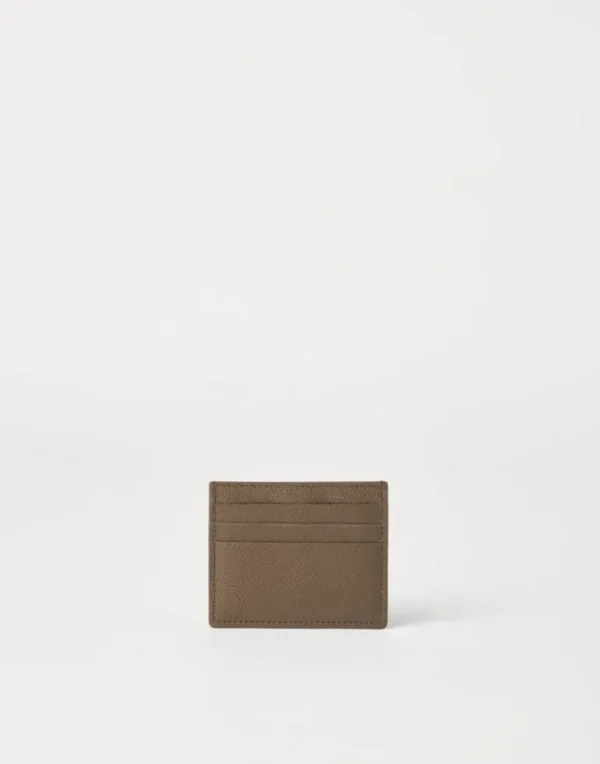 Grained leather card case