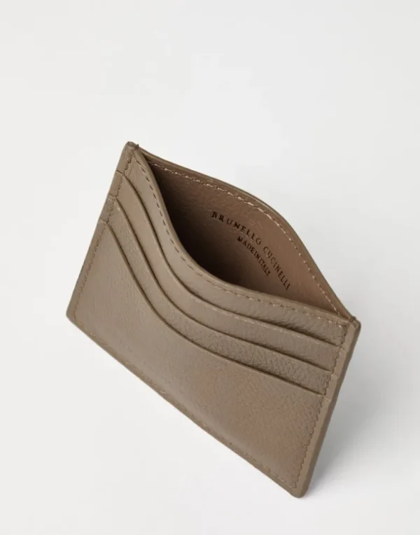 Grained leather card case