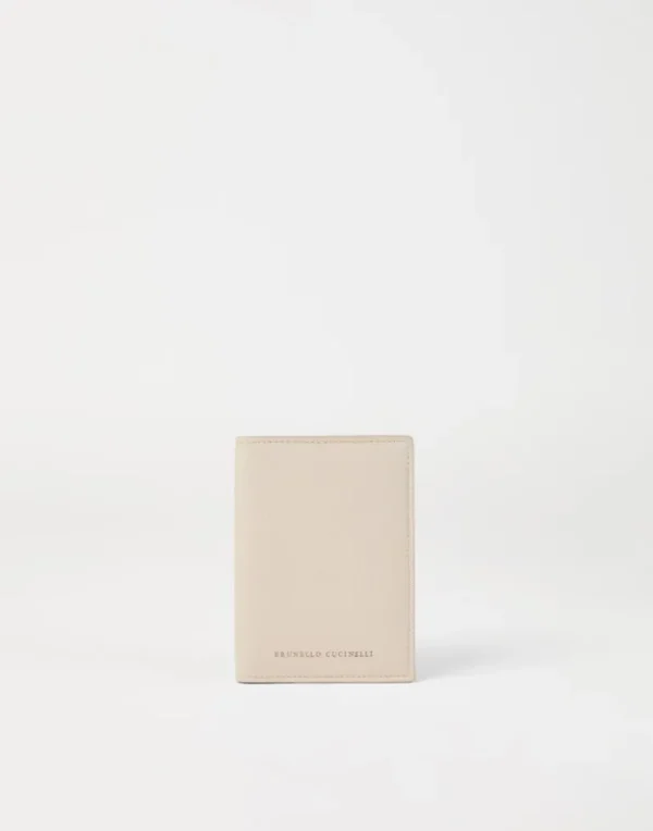 Grained leather passport holder