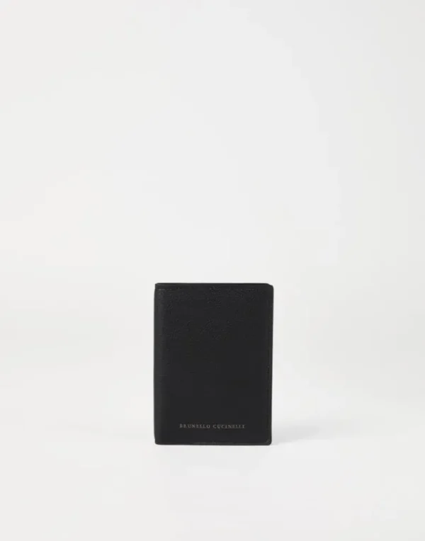 Grained leather passport holder