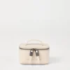 Grained leather small jewelry box with shiny zipper pull