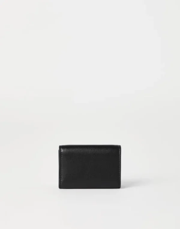 Grained leather trifold wallet