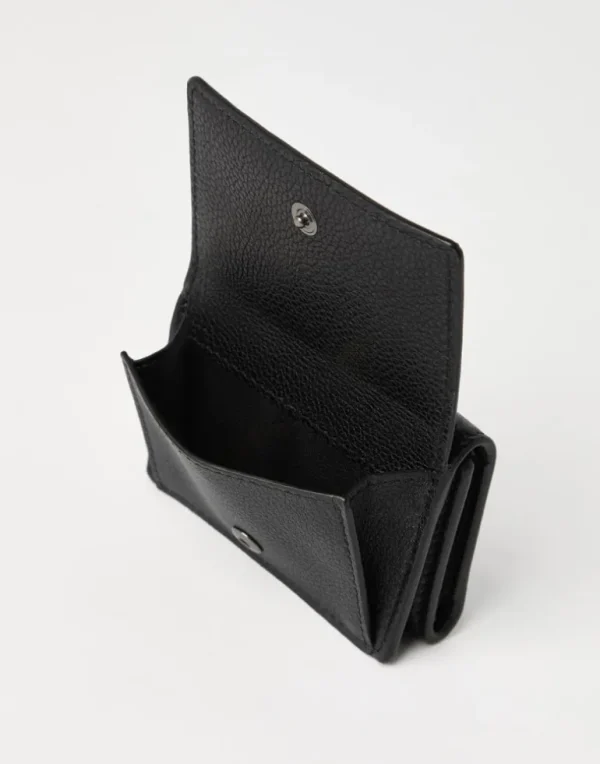 Grained leather trifold wallet