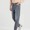 Greyscale denim iconic fit five-pocket trousers