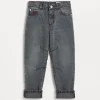 Greyscale denim trousers with contrast stitching