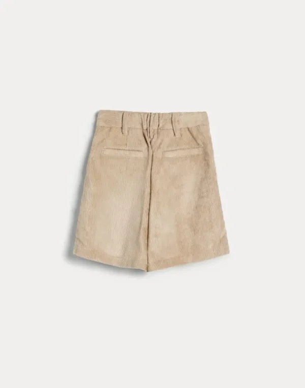 Hammered corduroy pleated shorts with monili