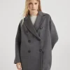 Hand-crafted cashmere double beaver cloth pea coat with Precious patch