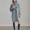 Hand-crafted coat in cashmere double beaver cloth with monili