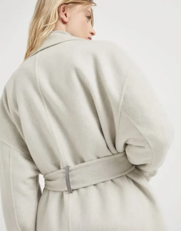 Hand-crafted coat in cashmere double beaver cloth with monili