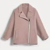 Hand-crafted coat in virgin wool and cashmere double cloth with monili