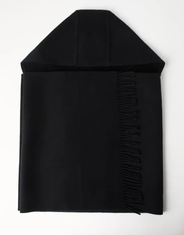 Hooded wool and cashmere knit scarf