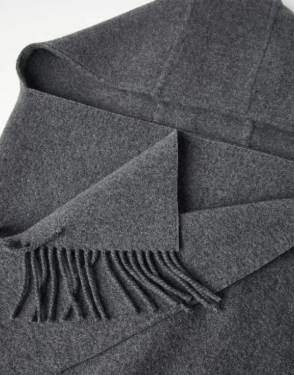 Hooded wool and cashmere knit scarf