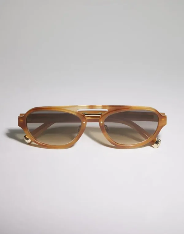 Intarsia Rays acetate sunglasses