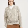 Jute and cotton cable & mesh sweater