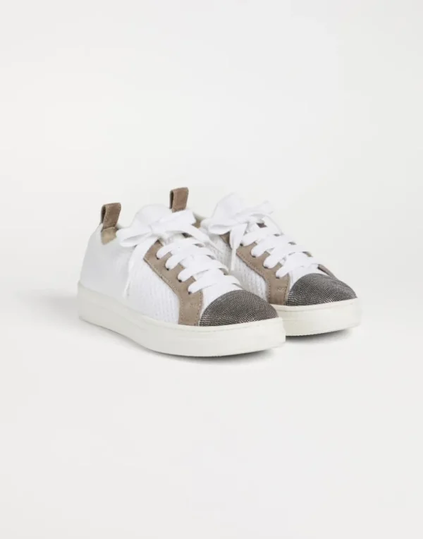 Knit and suede sneakers with monili