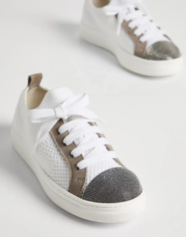 Knit and suede sneakers with monili