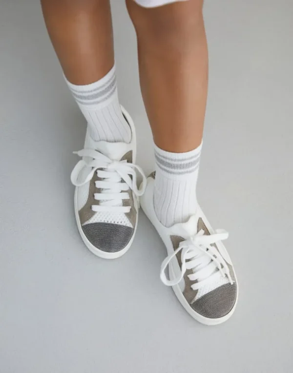 Knit and suede sneakers with monili