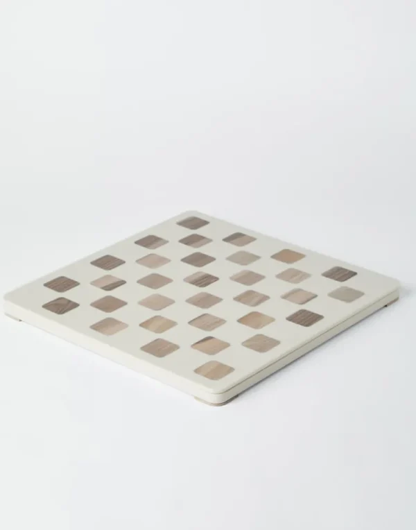 Krion®, walnut wood and steel draughts set