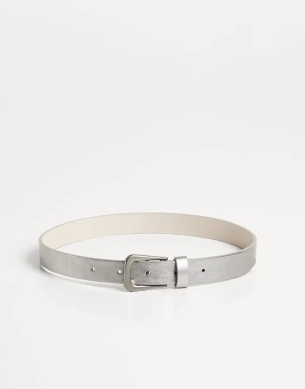 Lamé calfskin belt