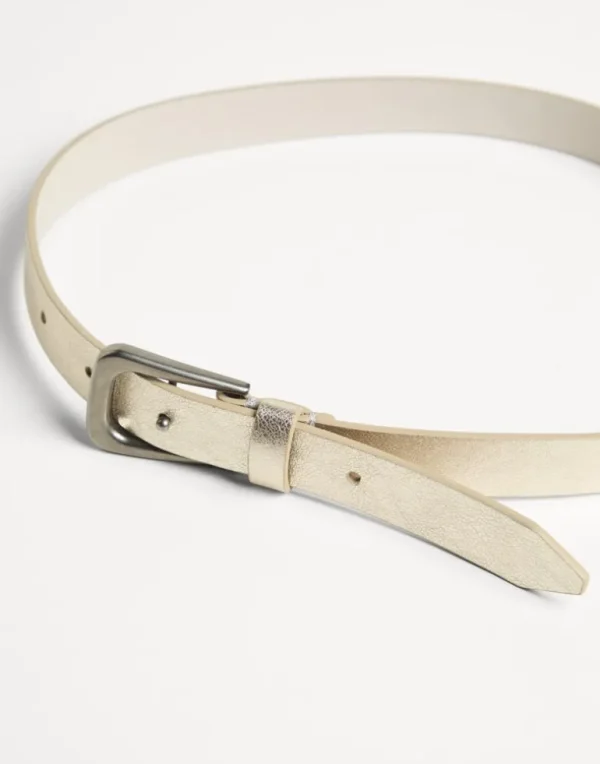 Lamé calfskin belt