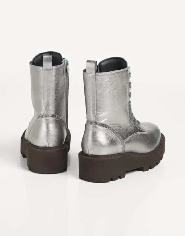 Lamé calfskin boots with monili