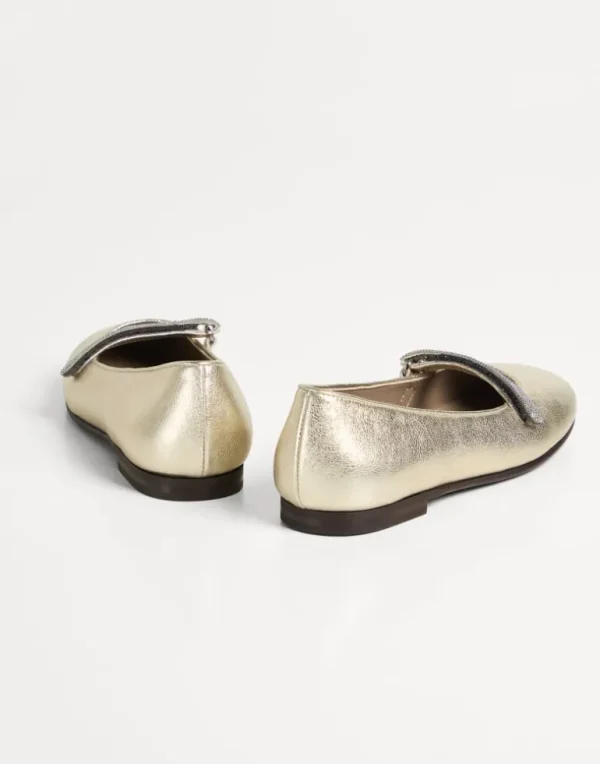 Lamé calfskin flats with monili