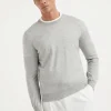 Lightweight cashmere and silk crew neck sweater