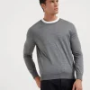 Lightweight cashmere and silk crew neck sweater