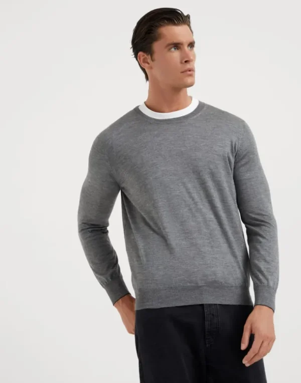 Lightweight cashmere and silk crew neck sweater