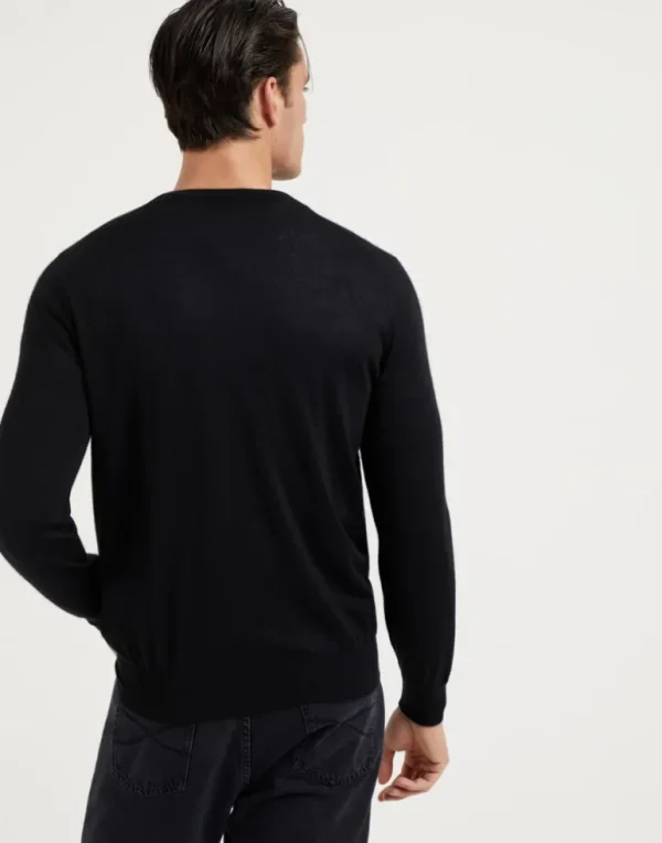 Lightweight cashmere and silk crew neck sweater