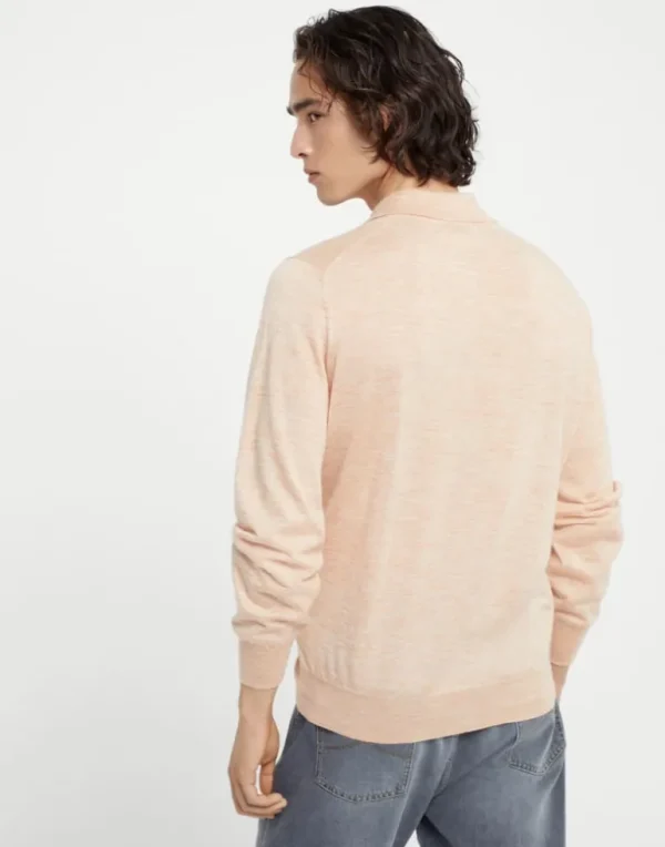 Lightweight cashmere, silk and linen knit polo shirt