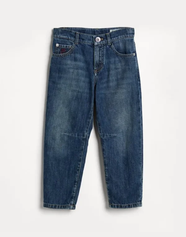 Lightweight denim five-pocket trousers