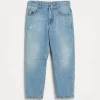 Lightweight denim five-pocket trousers with rip details