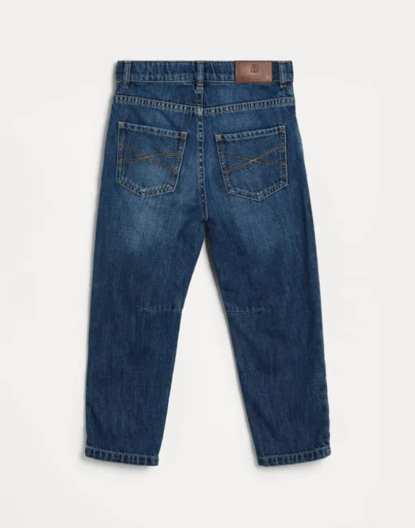 Lightweight denim five-pocket trousers