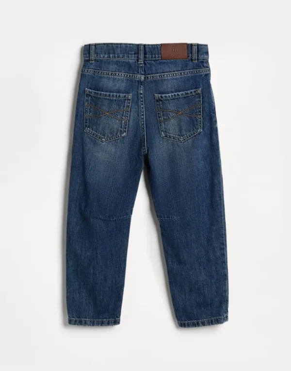 Lightweight denim five-pocket trousers