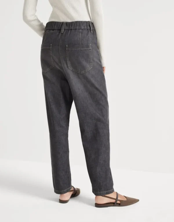 Lightweight denim five-pocket trousers