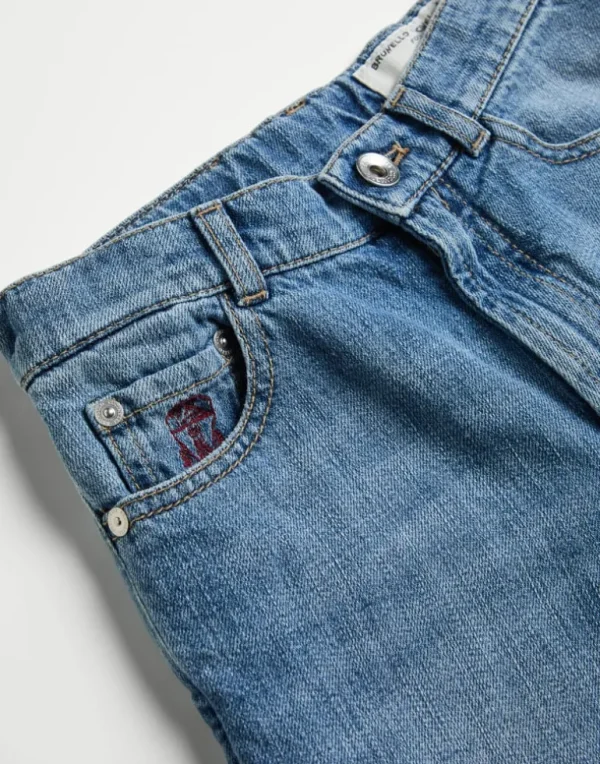 Lightweight denim five-pocket trousers