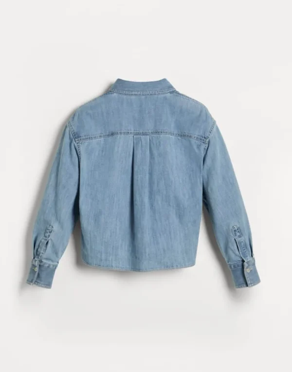 Lightweight denim shirt with monili