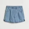 Lightweight denim track shorts with monili