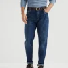 Lightweight denim traditional fit five-pocket trousers