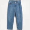 Lightweight old denim five-pocket trousers