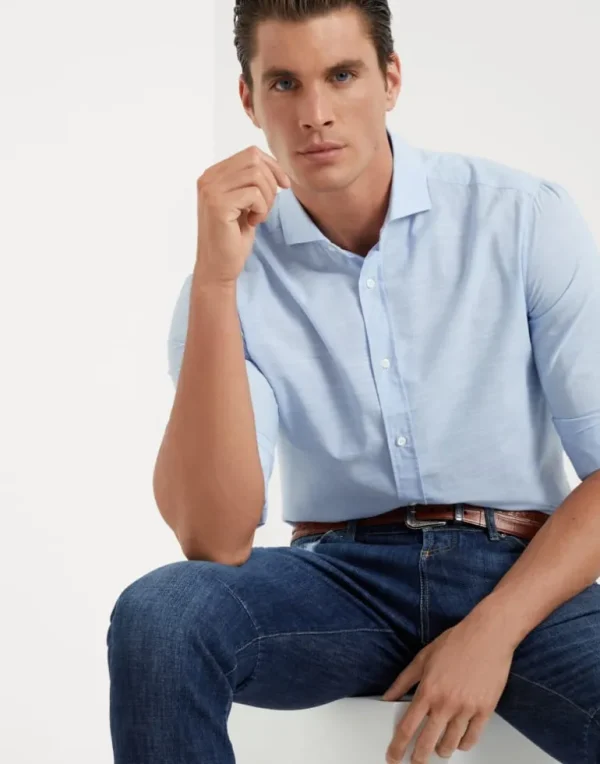 Lightweight Oxford basic fit shirt with spread collar