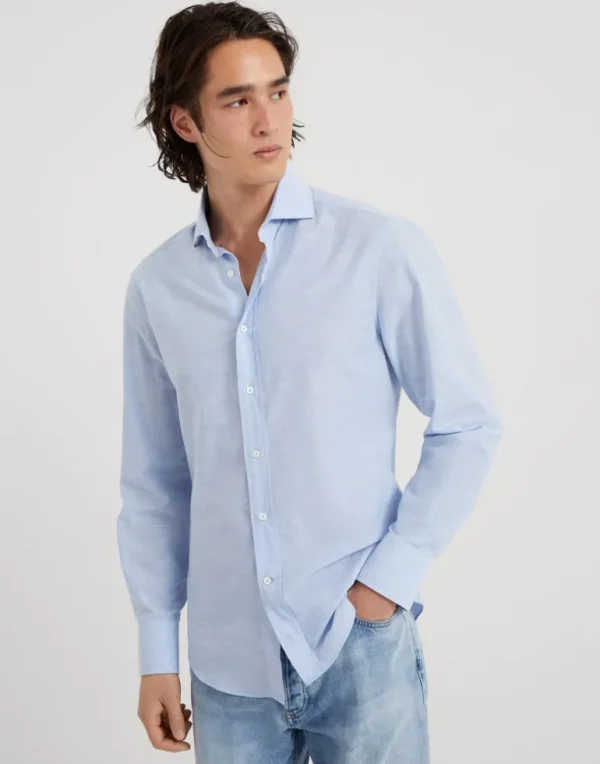 Lightweight Oxford slim fit shirt with spread collar