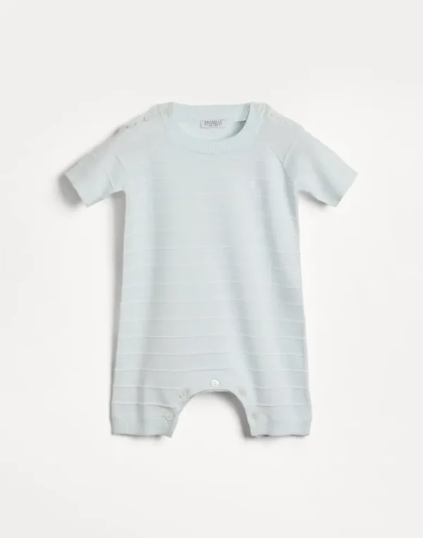 Lightweight striped cotton Baby Bernie knit sleepsuit